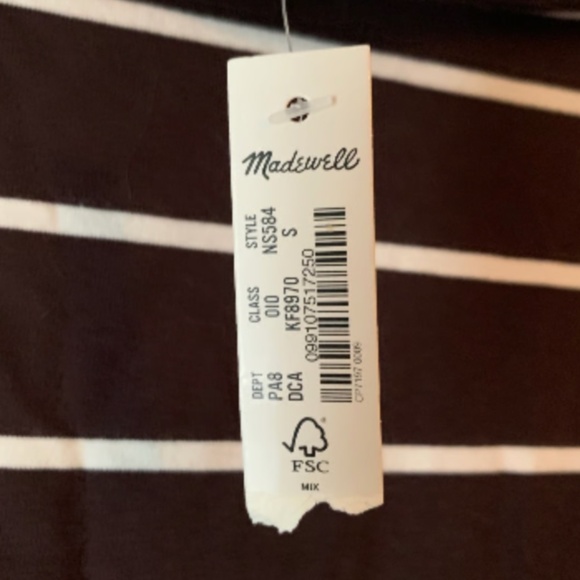 NWT Madewell Striped Dark Brown Mock Neck Small - Picture 6 of 10